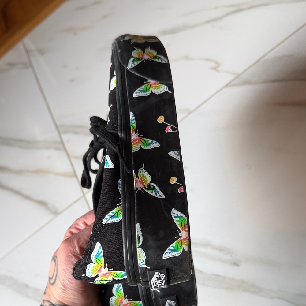 LIMITED EDITION Vans classic Black Canvas Sneakers platform Butterfly Print - Picture 11 of 15